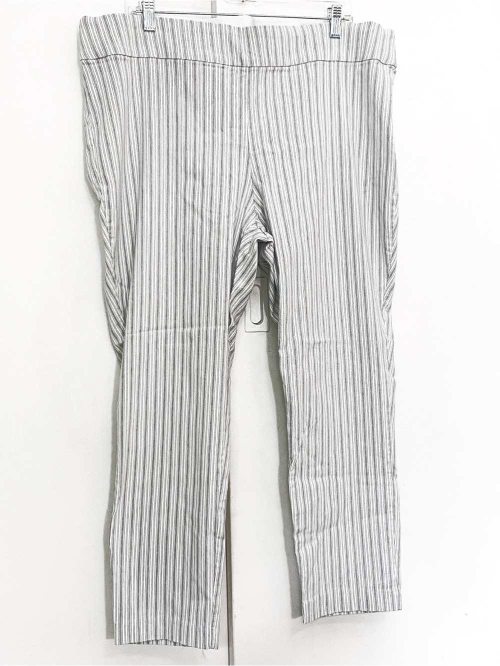 Ophelia Roe Ticking Stripe Stretch Rayon Casual Crop Pants Wide Elastic Waist 3X